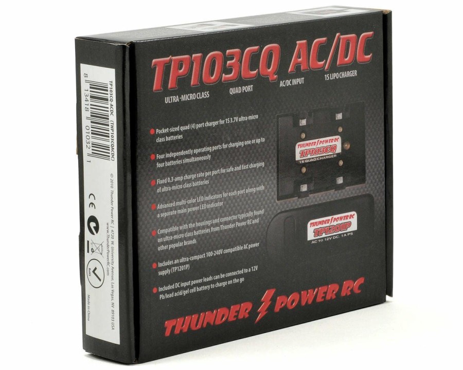 Charging * | Thunder Power Tp103Cq-Ac/Dc 1S Lipo Quad/4-Port 12V Ac/Dc Charger