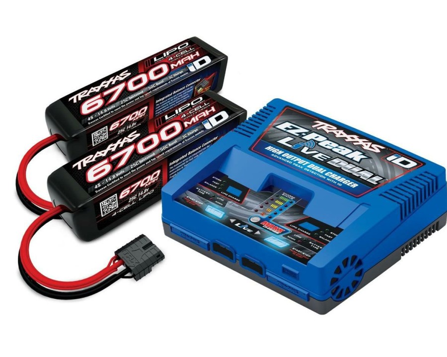 Batteries * | Traxxas Ez-Peak Live 4S "Completer Pack" Multi-Chemistry Battery Charger W/Two Power Cell 4S Batteries (6700Mah)