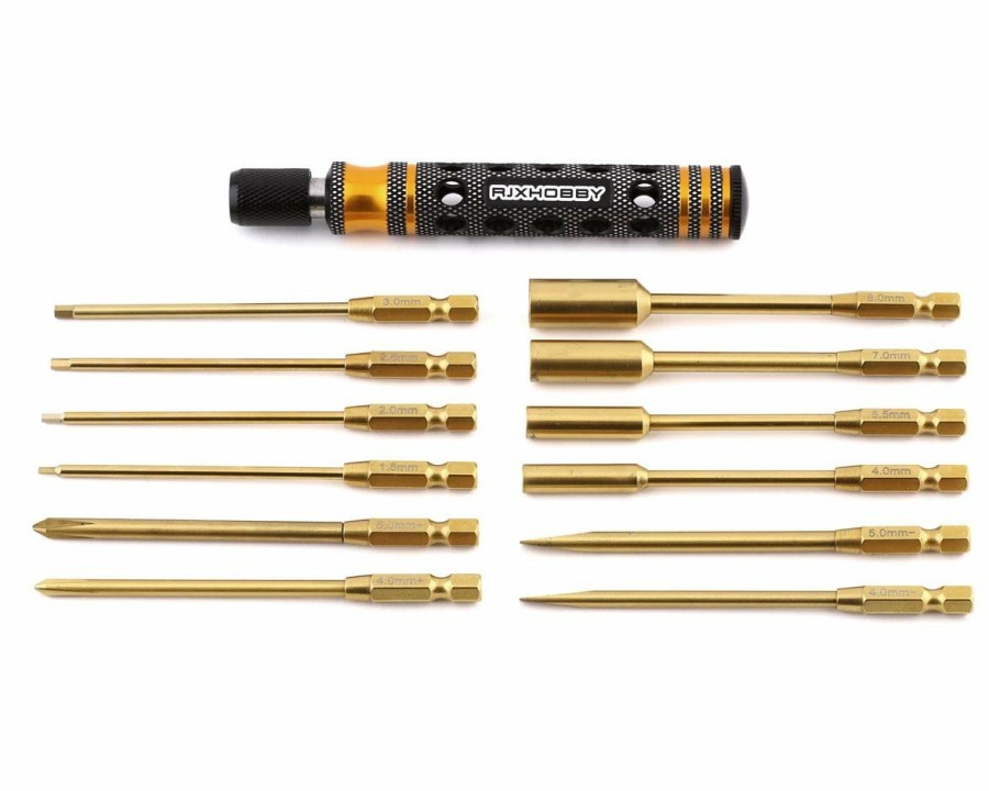 Maintenance * | Rjx Hobby 13 Piece 1/4 Drive Screwdriver Set (Hex, Phillips, Flat, Nut Drivers)