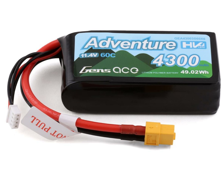 Batteries * | Gens Ace 3S Lihv Lipo Battery 60C (11.4V/4300Mah) W/Xt-60 Connector