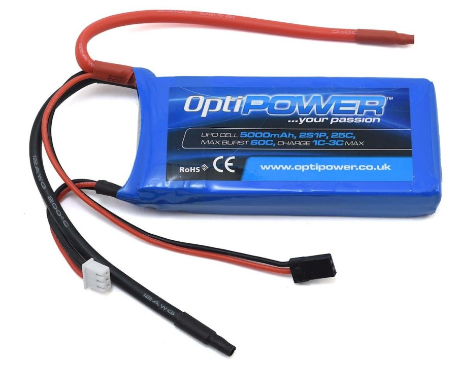 Batteries * | Optipower 2S 25C Lipo Receiver Battery (7.4V/5000Mah)