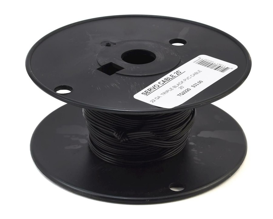 Parts * | Tq Wire 22Awg Triple Black Servo Wire Spool (Black) (25Ft / 7.6M)