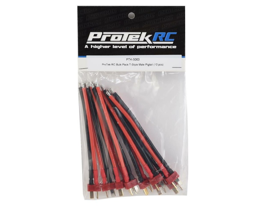 Charging * | Protek Rc Bulk Pack T-Style Male Pigtail (10) (14Awg)